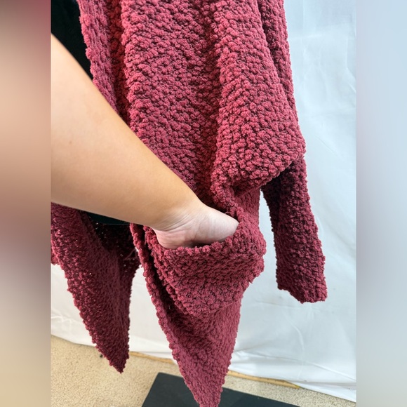 Umgee Popcorn Knit Red Sweater Cardigan Pockets Oversized‎ SMALL Fall Layering - Picture 3 of 8